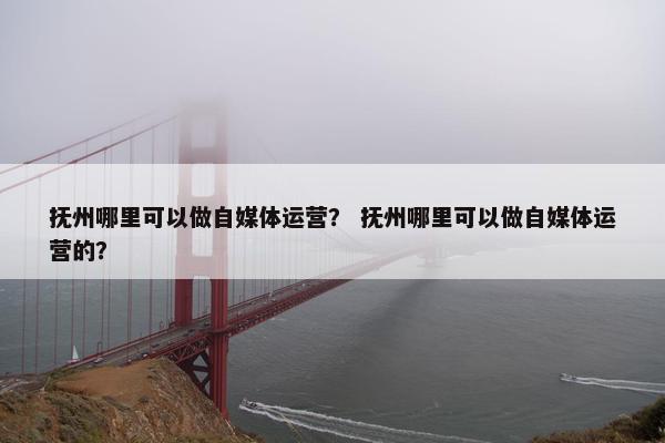 抚州哪里可以做自媒体运营？ 抚州哪里可以做自媒体运营的？