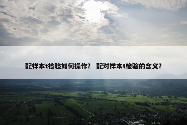配样本t检验如何操作？ 配对样本t检验的含义？