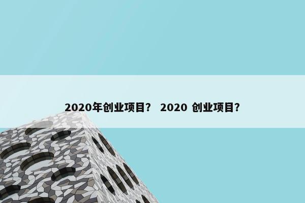2020年创业项目？ 2020 创业项目？