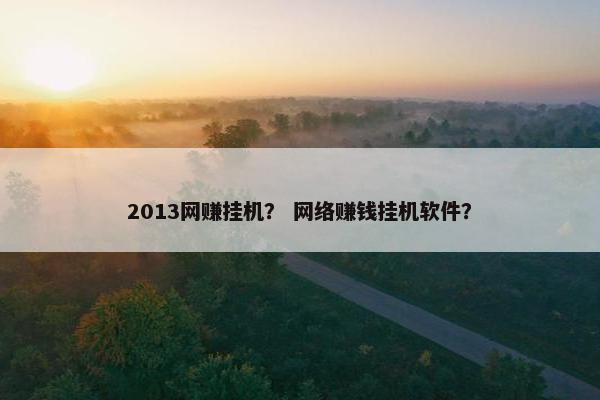 2013网赚挂机？ 网络赚钱挂机软件？