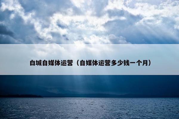 白城自媒体运营（自媒体运营多少钱一个月）