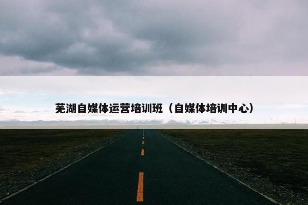 芜湖自媒体运营培训班（自媒体培训中心）