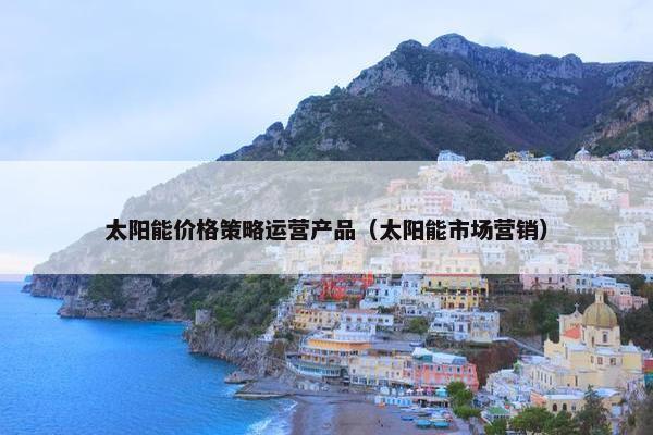太阳能价格策略运营产品（太阳能市场营销）