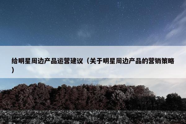 给明星周边产品运营建议（关于明星周边产品的营销策略）