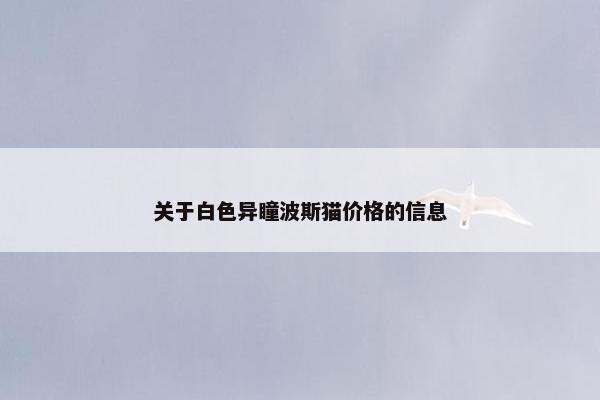 关于白色异瞳波斯猫价格的信息
