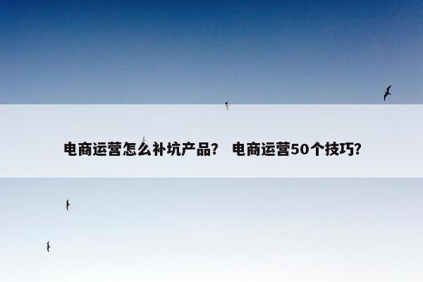 电商运营怎么补坑产品？ 电商运营50个技巧？