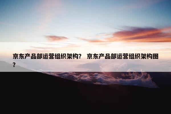 京东产品部运营组织架构？ 京东产品部运营组织架构图？