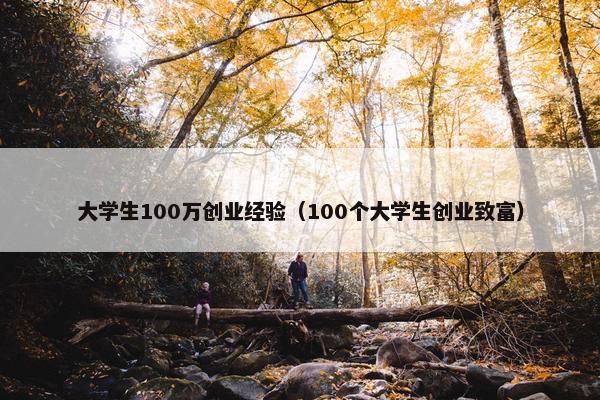 大学生100万创业经验（100个大学生创业致富）