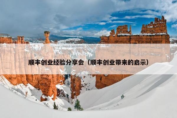 顺丰创业经验分享会（顺丰创业带来的启示）