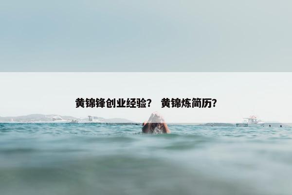 黄锦锋创业经验？ 黄锦炼简历？