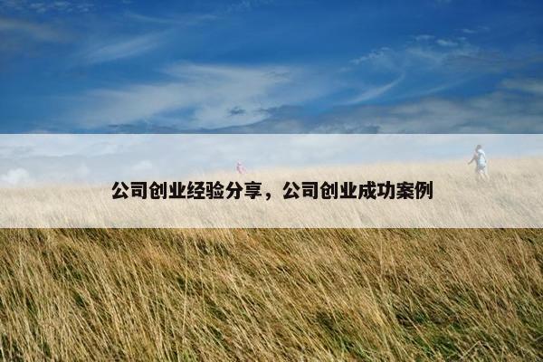 公司创业经验分享，公司创业成功案例