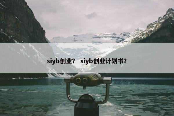 siyb创业？ siyb创业计划书？