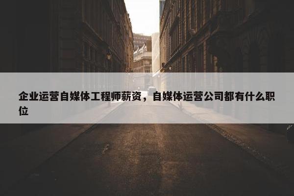 企业运营自媒体工程师薪资，自媒体运营公司都有什么职位