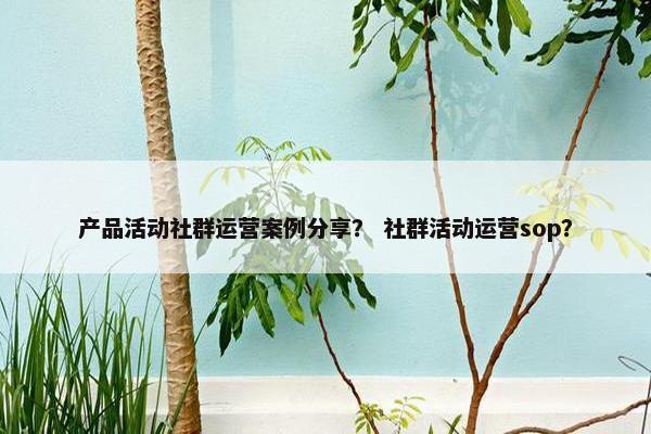 产品活动社群运营案例分享？ 社群活动运营sop？