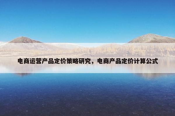 电商运营产品定价策略研究，电商产品定价计算公式