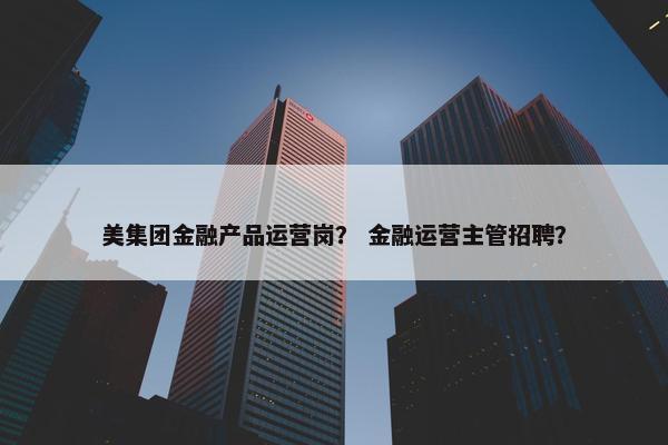 美集团金融产品运营岗？ 金融运营主管招聘？