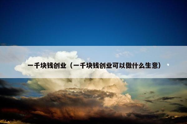 一千块钱创业（一千块钱创业可以做什么生意）
