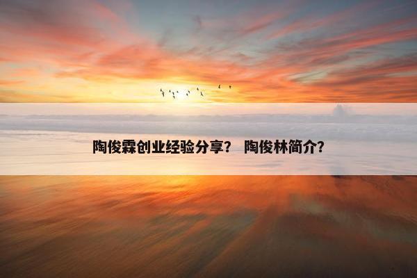 陶俊霖创业经验分享？ 陶俊林简介？