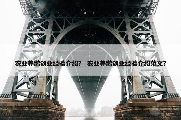 农业养鹅创业经验介绍？ 农业养鹅创业经验介绍范文？