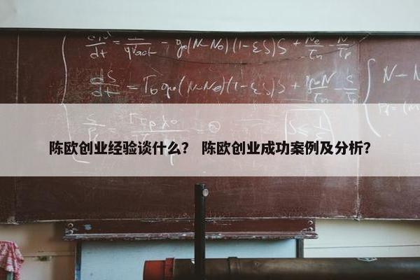 陈欧创业经验谈什么？ 陈欧创业成功案例及分析？