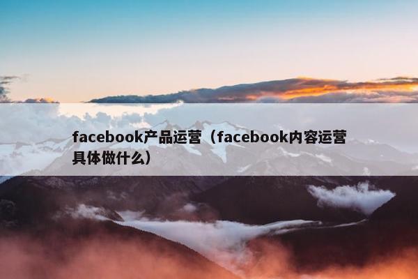 facebook产品运营（facebook内容运营具体做什么）