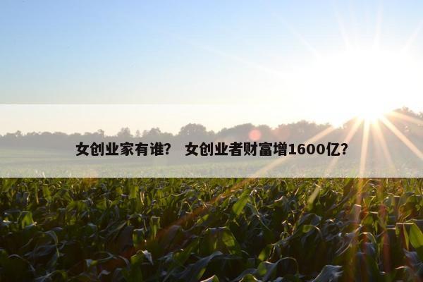 女创业家有谁？ 女创业者财富增1600亿？