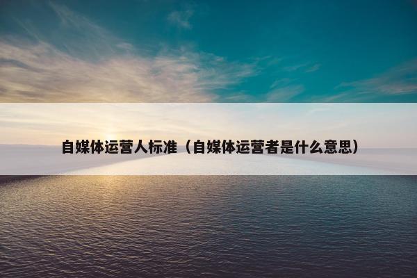 自媒体运营人标准（自媒体运营者是什么意思）