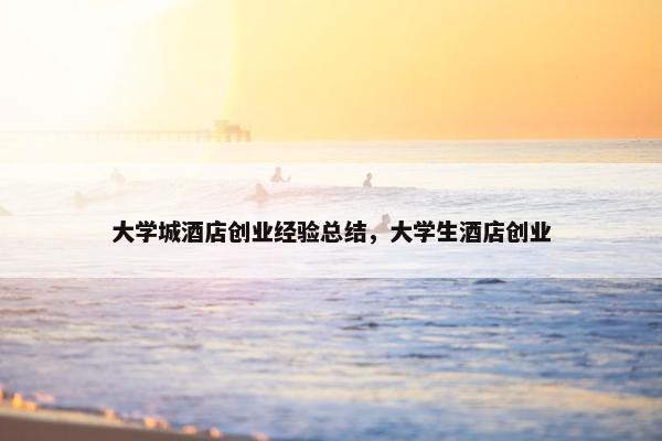 大学城酒店创业经验总结，大学生酒店创业