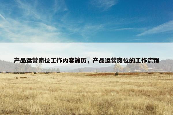 产品运营岗位工作内容简历，产品运营岗位的工作流程