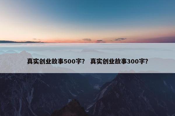 真实创业故事500字？ 真实创业故事300字？