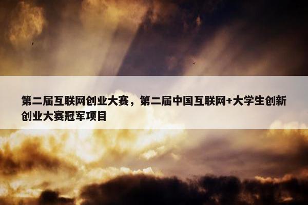 第二届互联网创业大赛，第二届中国互联网+大学生创新创业大赛冠军项目