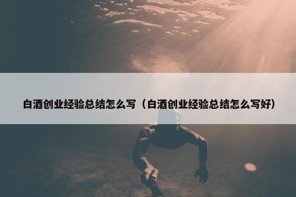 白酒创业经验总结怎么写（白酒创业经验总结怎么写好）
