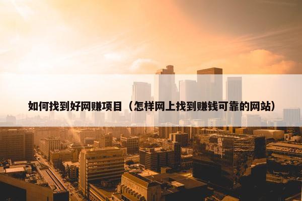 如何找到好网赚项目（怎样网上找到赚钱可靠的网站）