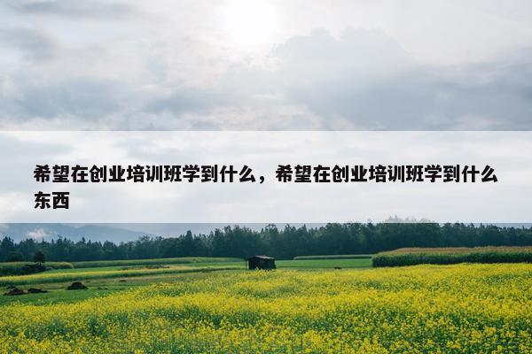 希望在创业培训班学到什么，希望在创业培训班学到什么东西