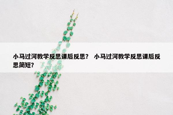 小马过河教学反思课后反思？ 小马过河教学反思课后反思简短？