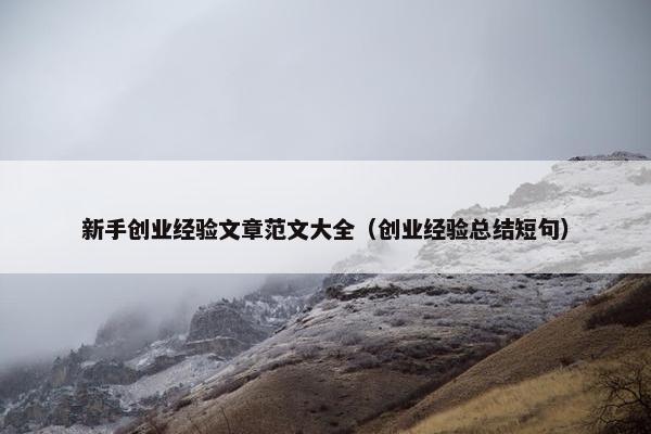 新手创业经验文章范文大全（创业经验总结短句）