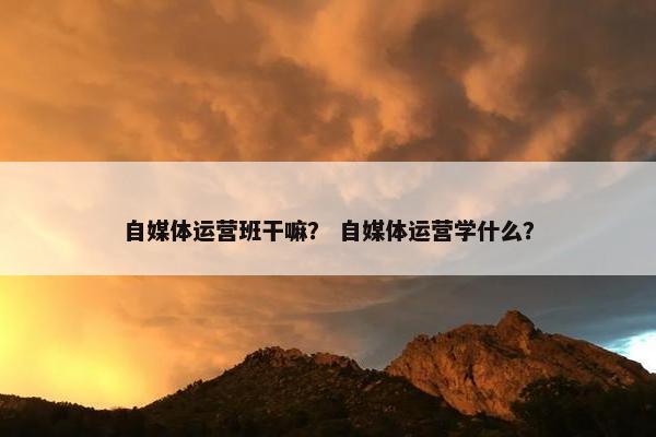 自媒体运营班干嘛？ 自媒体运营学什么？