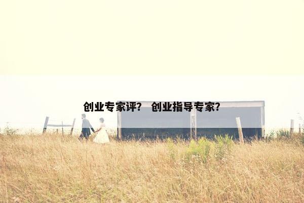 创业专家评？ 创业指导专家？