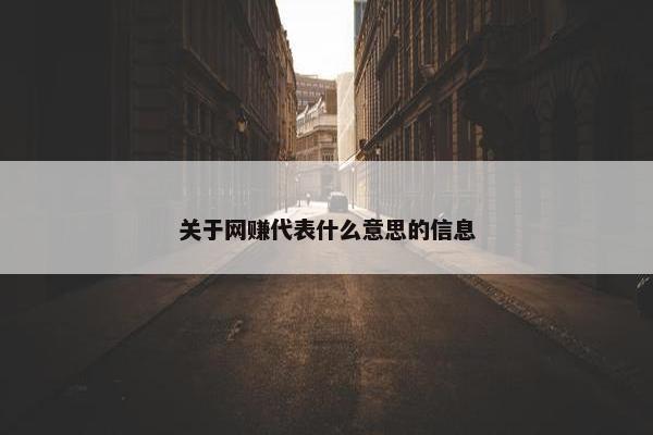 关于网赚代表什么意思的信息