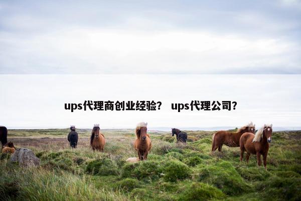 ups代理商创业经验？ ups代理公司？
