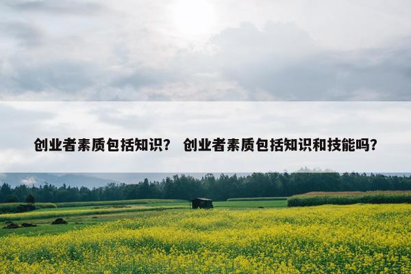 创业者素质包括知识？ 创业者素质包括知识和技能吗？