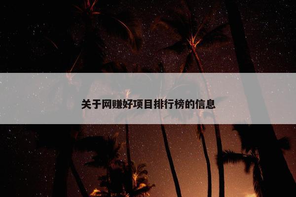 关于网赚好项目排行榜的信息
