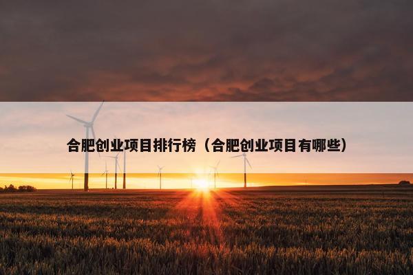 合肥创业项目排行榜（合肥创业项目有哪些）