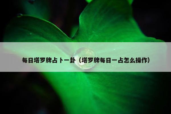 每日塔罗牌占卜一卦（塔罗牌每日一占怎么操作）